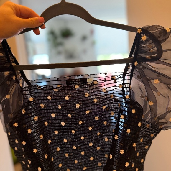 Bershka black off shoulder crop top with flare - Picture 5 of 7